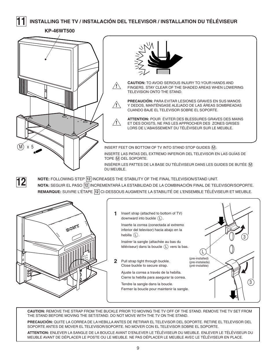 Sony KP 46WT500 User Manual | Page 9 / 12