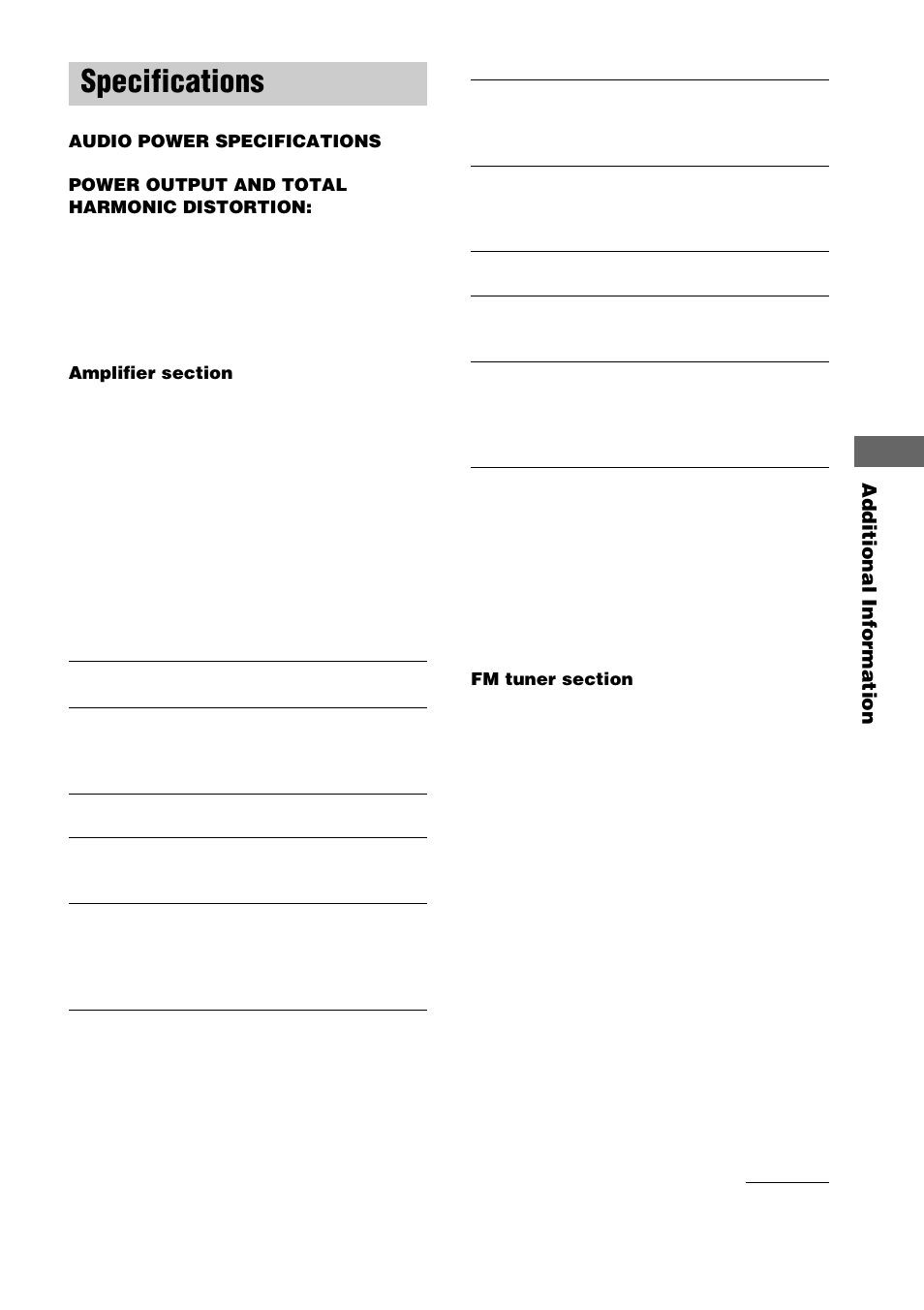 Specifications | Sony STR-DE1075 User Manual | Page 47 / 56