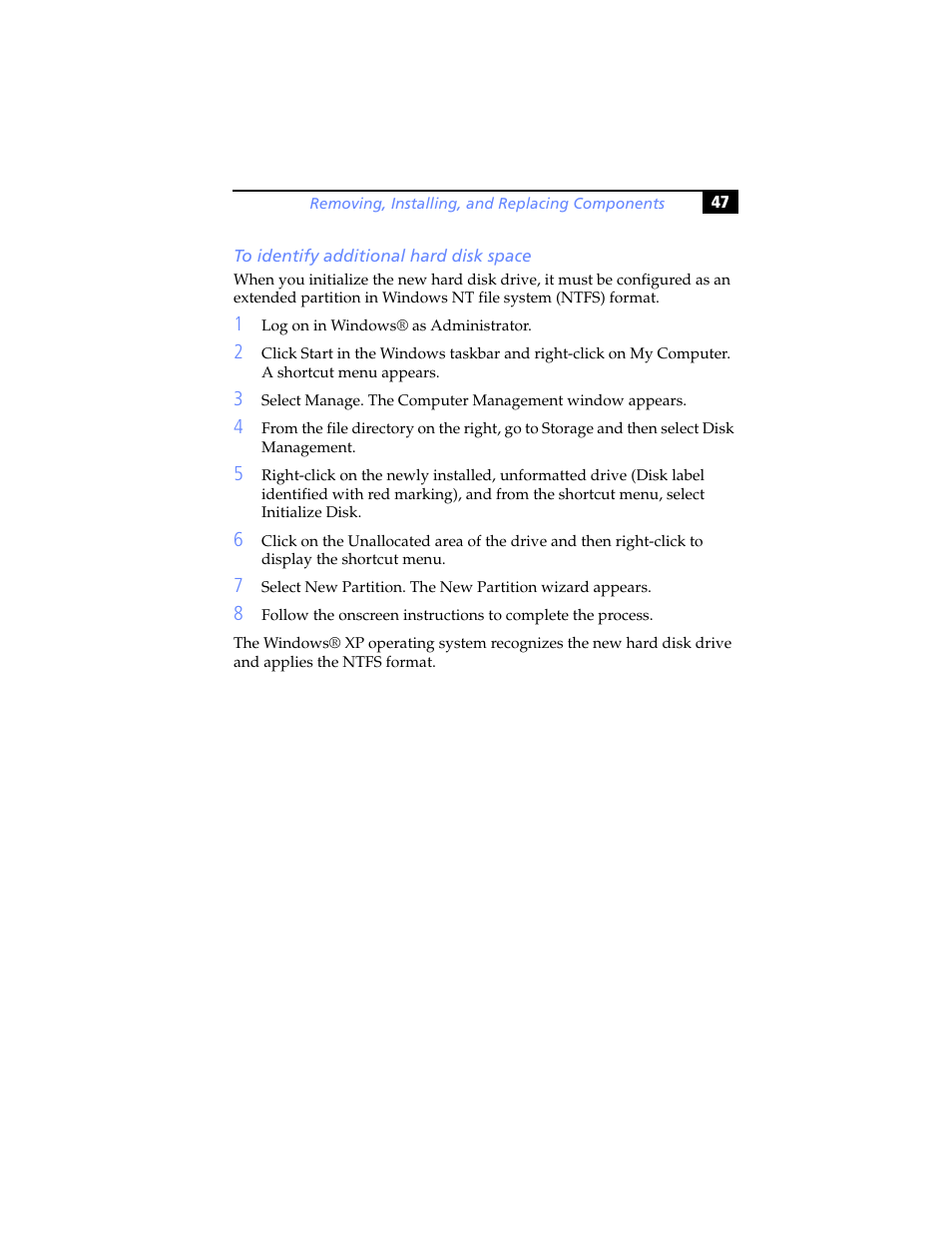 To identify additional hard disk space | Sony PCV-RX690G User Manual | Page 59 / 98