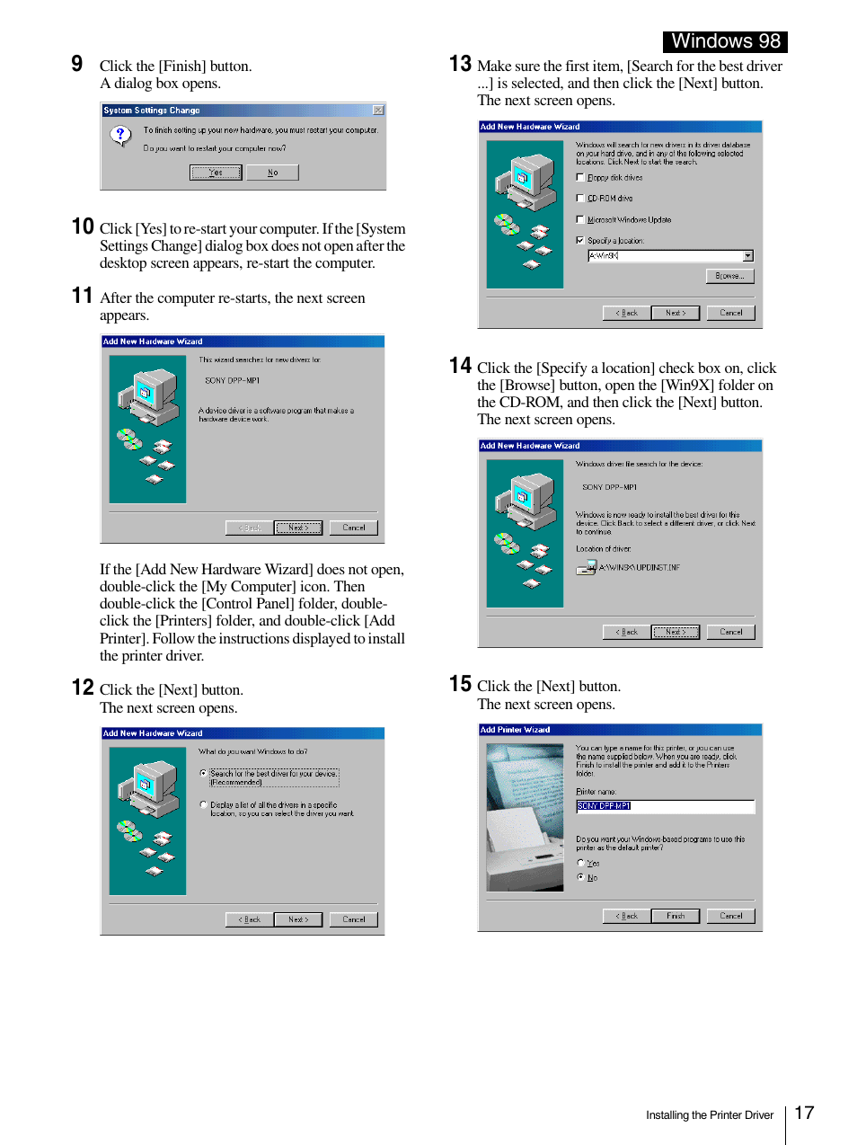 Sony DPP-MP1 User Manual | Page 17 / 26