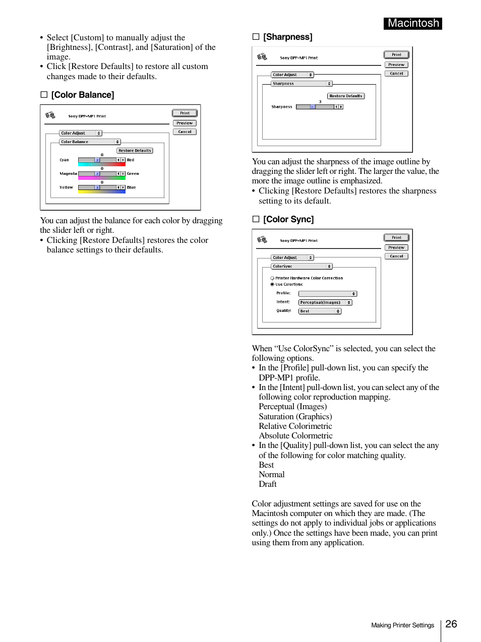 Macintosh | Sony DPP-MP1 User Manual | Page 26 / 26