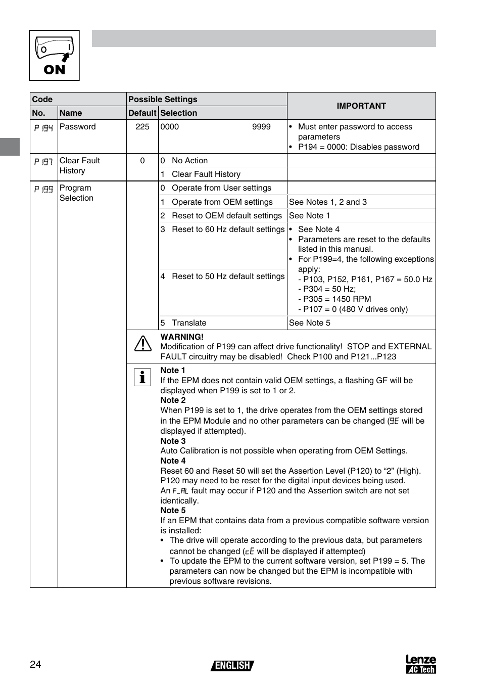 Commissioning | AC International Lenze SV01B User Manual | Page 25 / 38