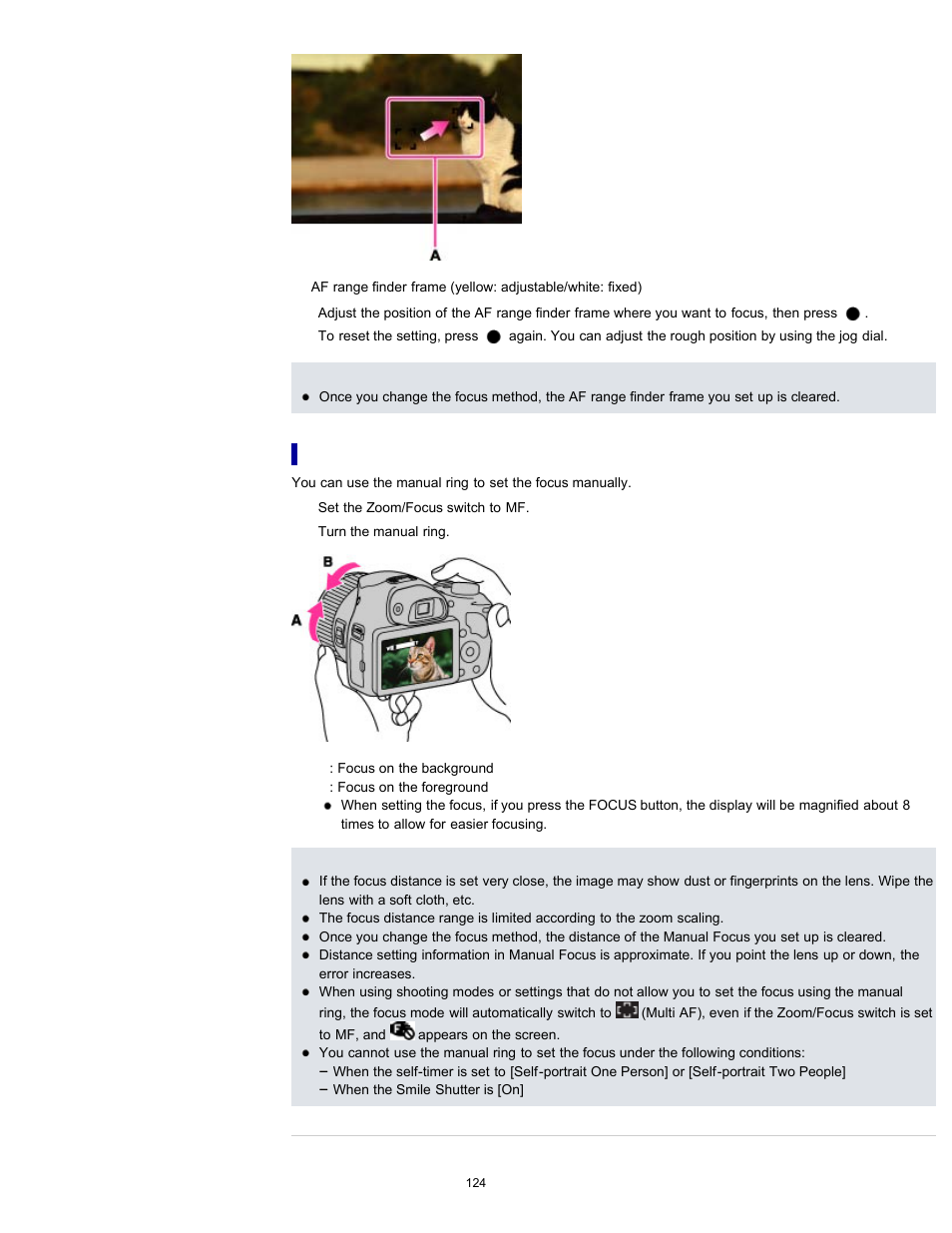 Using manual focus | Sony DSC-HX300 User Manual | Page 131 / 252