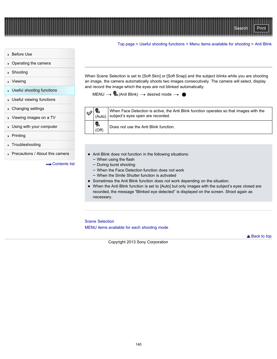 Anti blink, Details, Cyber-shot user guide | Sony DSC-HX300 User Manual | Page 147 / 252