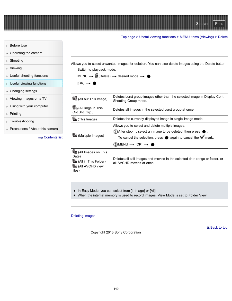 Delete, Details, Cyber-shot user guide | Sony DSC-HX300 User Manual | Page 156 / 252