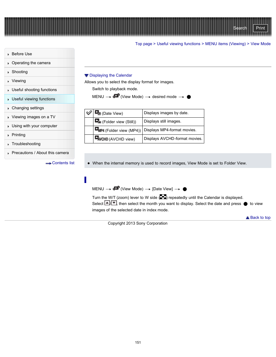 View mode, Cyber-shot user guide | Sony DSC-HX300 User Manual | Page 158 / 252