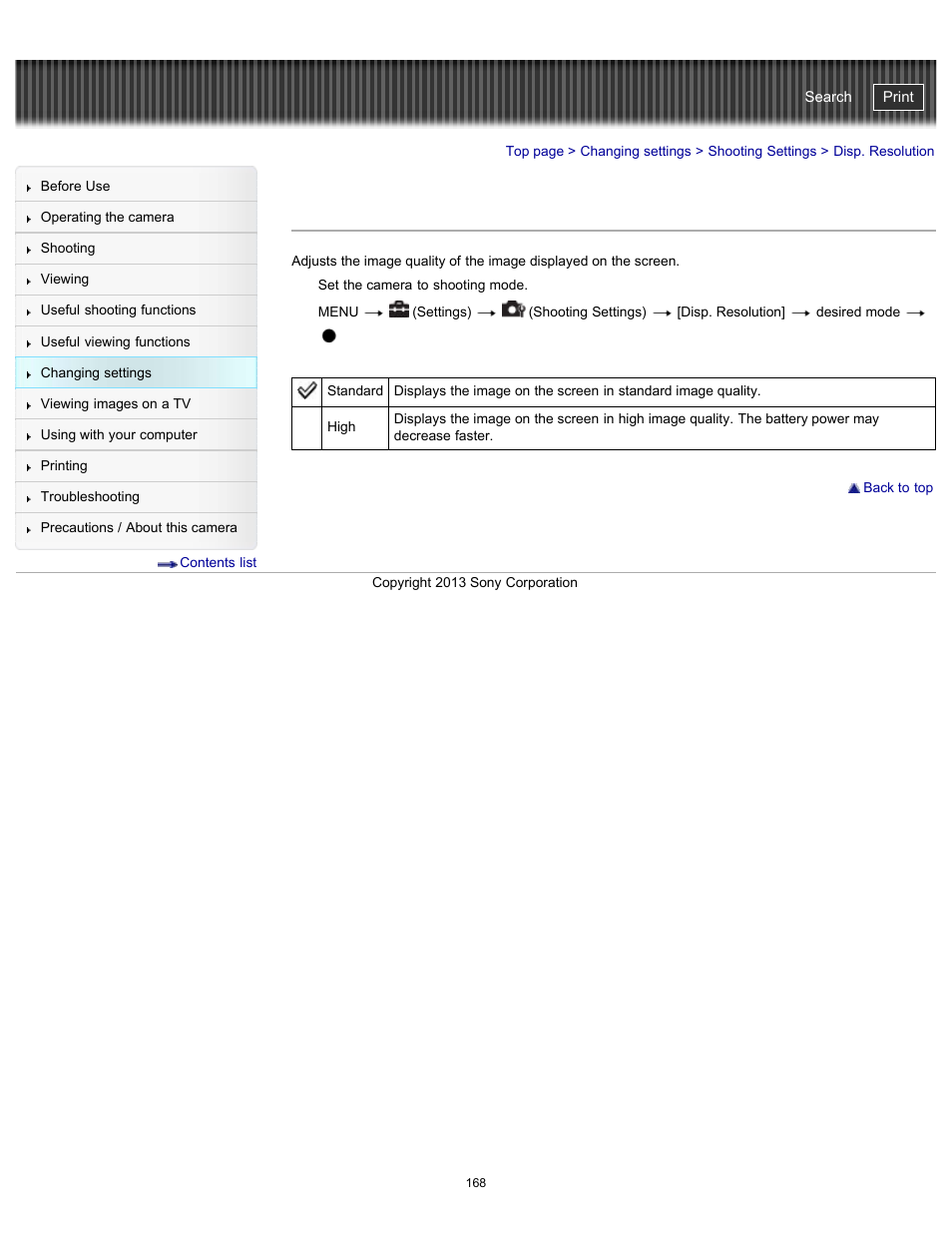 Disp. resolution, Cyber-shot user guide | Sony DSC-HX300 User Manual | Page 175 / 252