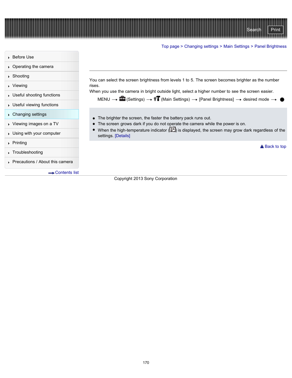 Panel brightness, Cyber-shot user guide | Sony DSC-HX300 User Manual | Page 177 / 252