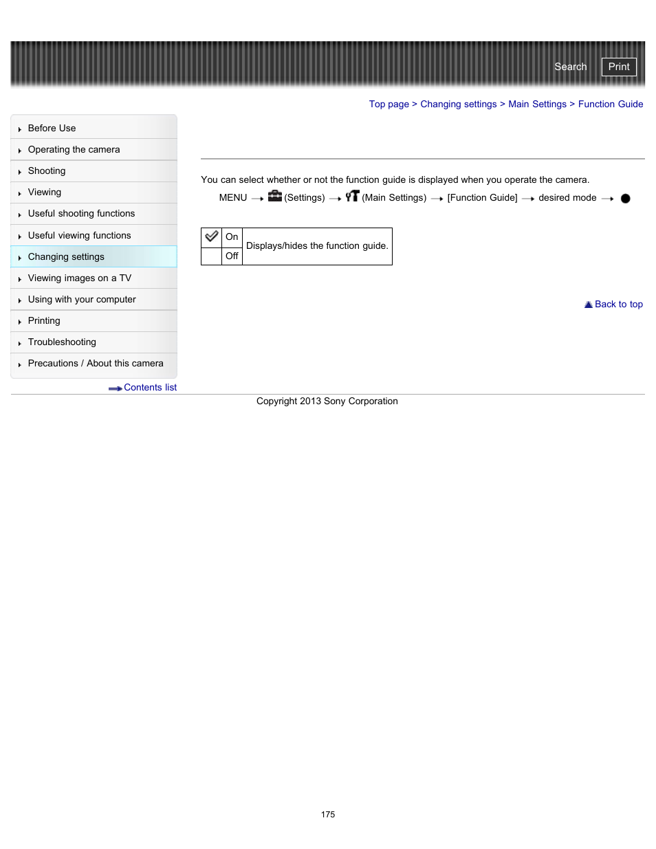 Function guide, Cyber-shot user guide | Sony DSC-HX300 User Manual | Page 182 / 252