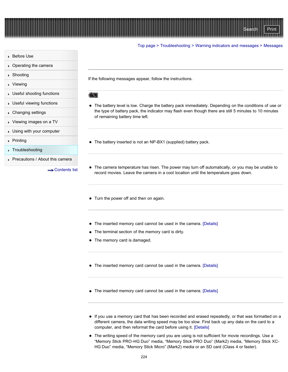 Messages, Cyber-shot user guide | Sony DSC-HX300 User Manual | Page 231 / 252