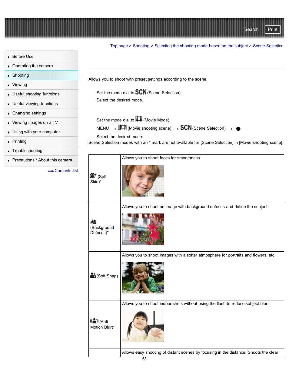 Scene selection, Cyber-shot user guide | Sony DSC-HX300 User Manual | Page 70 / 252