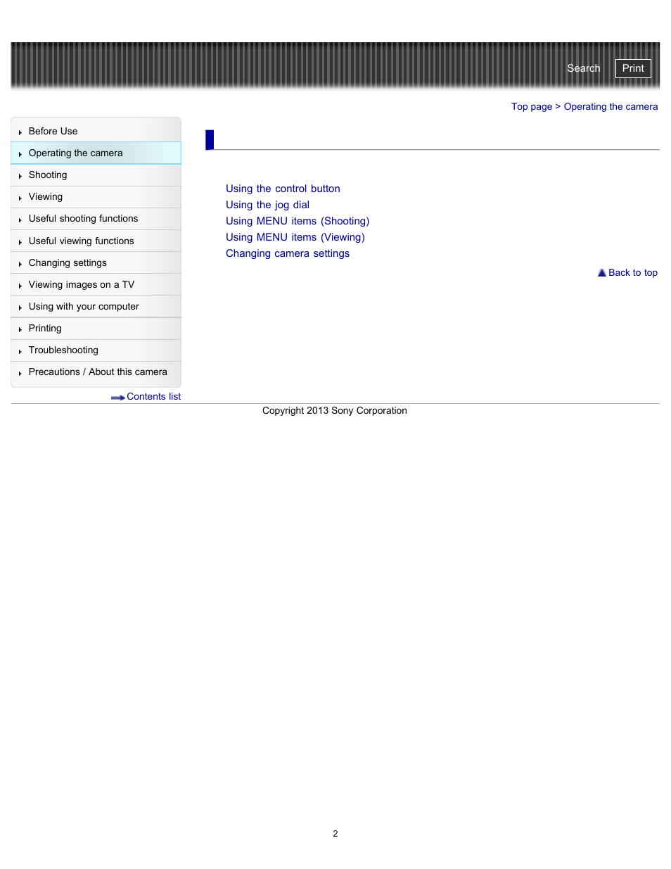 Operating the camera, Cyber-shot user guide | Sony DSC-HX300 User Manual | Page 9 / 252