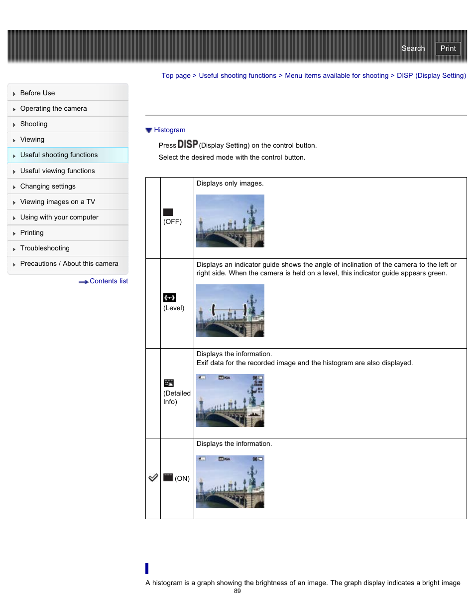 Disp (display setting), Cyber-shot user guide | Sony DSC-HX300 User Manual | Page 96 / 252