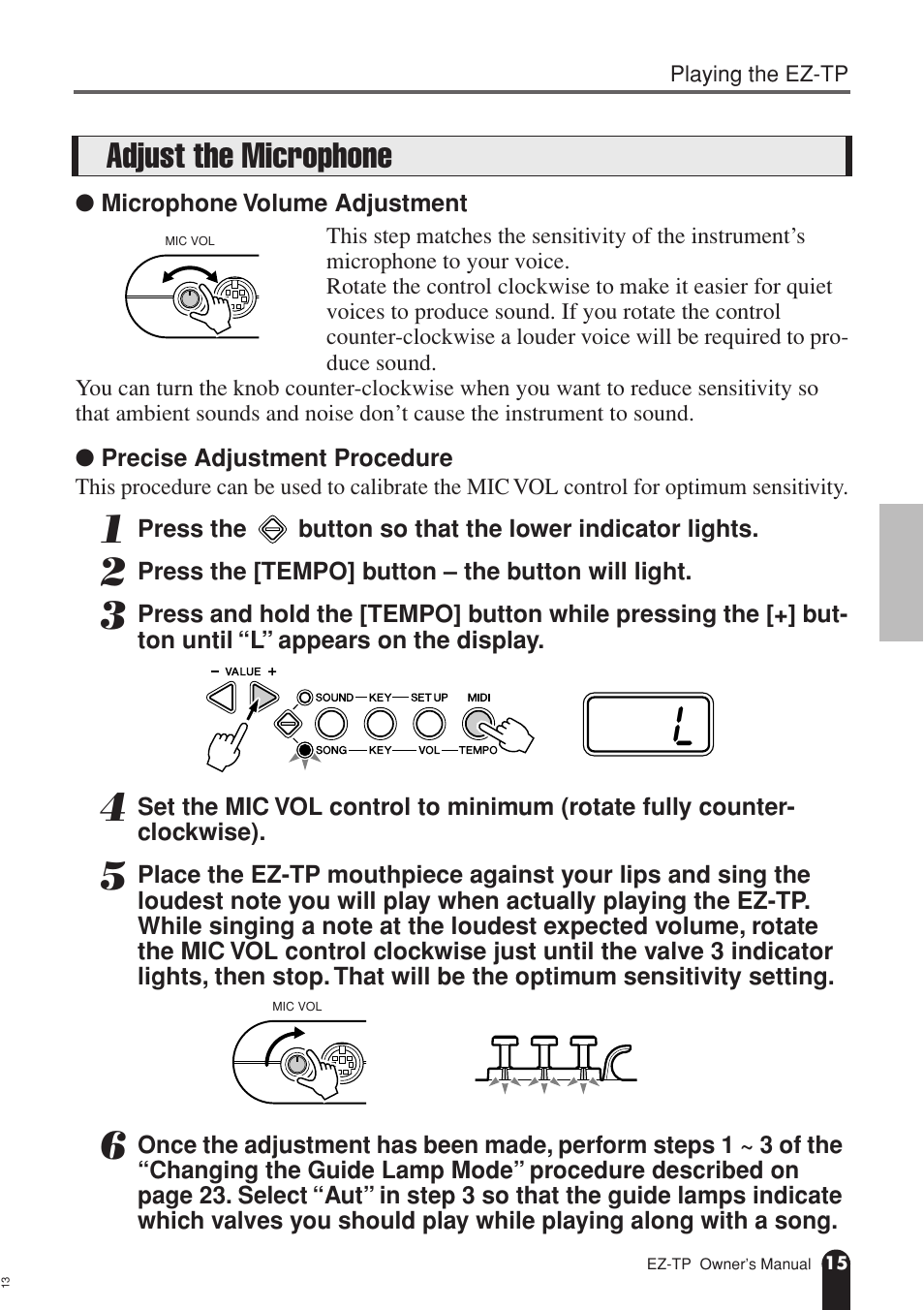 Adjust the microphone | AC International EZ-TP User Manual | Page 15 / 44