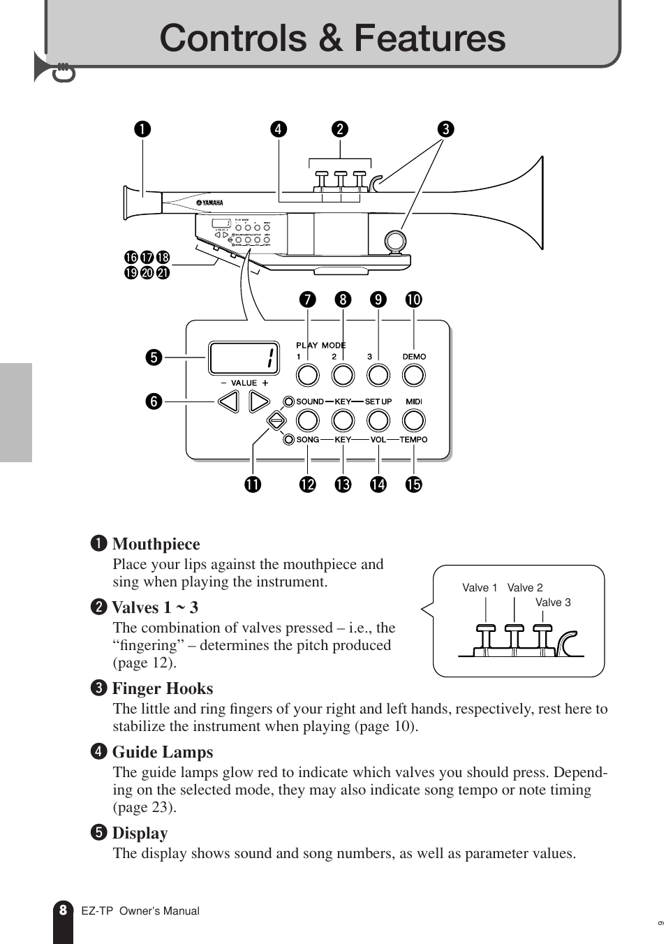 Controls & features | AC International EZ-TP User Manual | Page 8 / 44