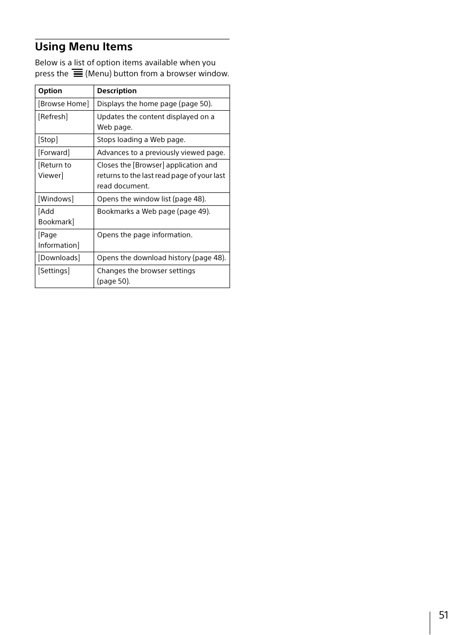 Using menu items | Sony DPT-S1 User Manual | Page 51 / 67