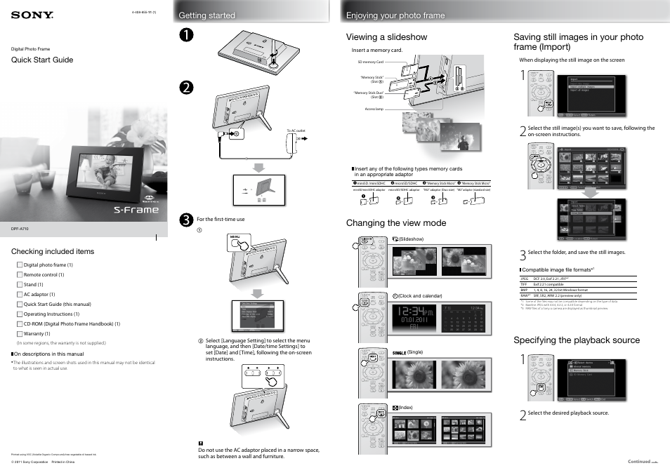 Sony DPF-A710 User Manual | 2 pages