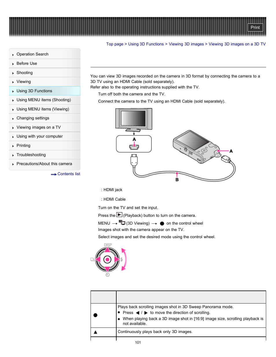 Viewing 3d images on a 3d tv | Sony DSC-HX7V User Manual | Page 101 / 271