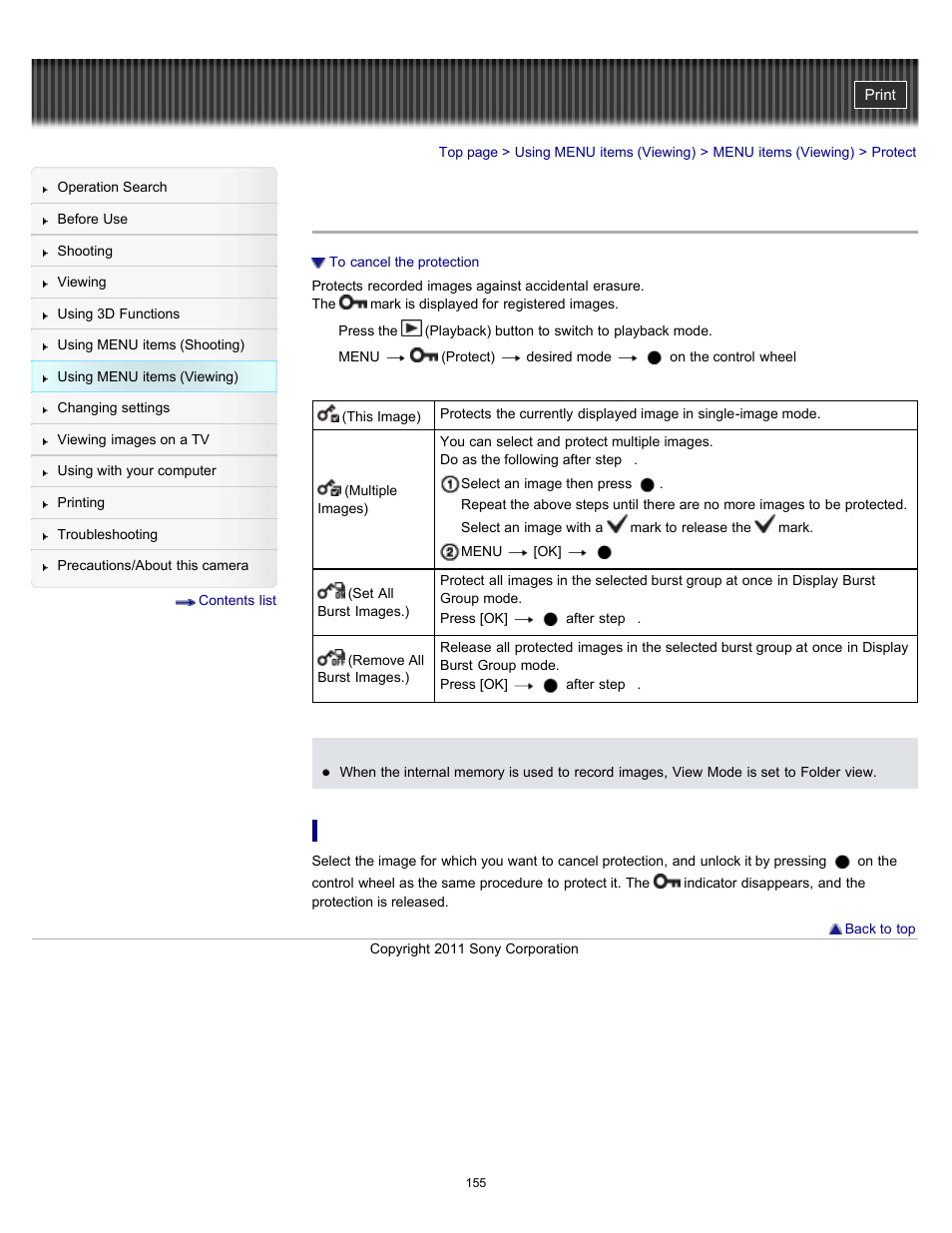 Protect | Sony DSC-HX7V User Manual | Page 155 / 271