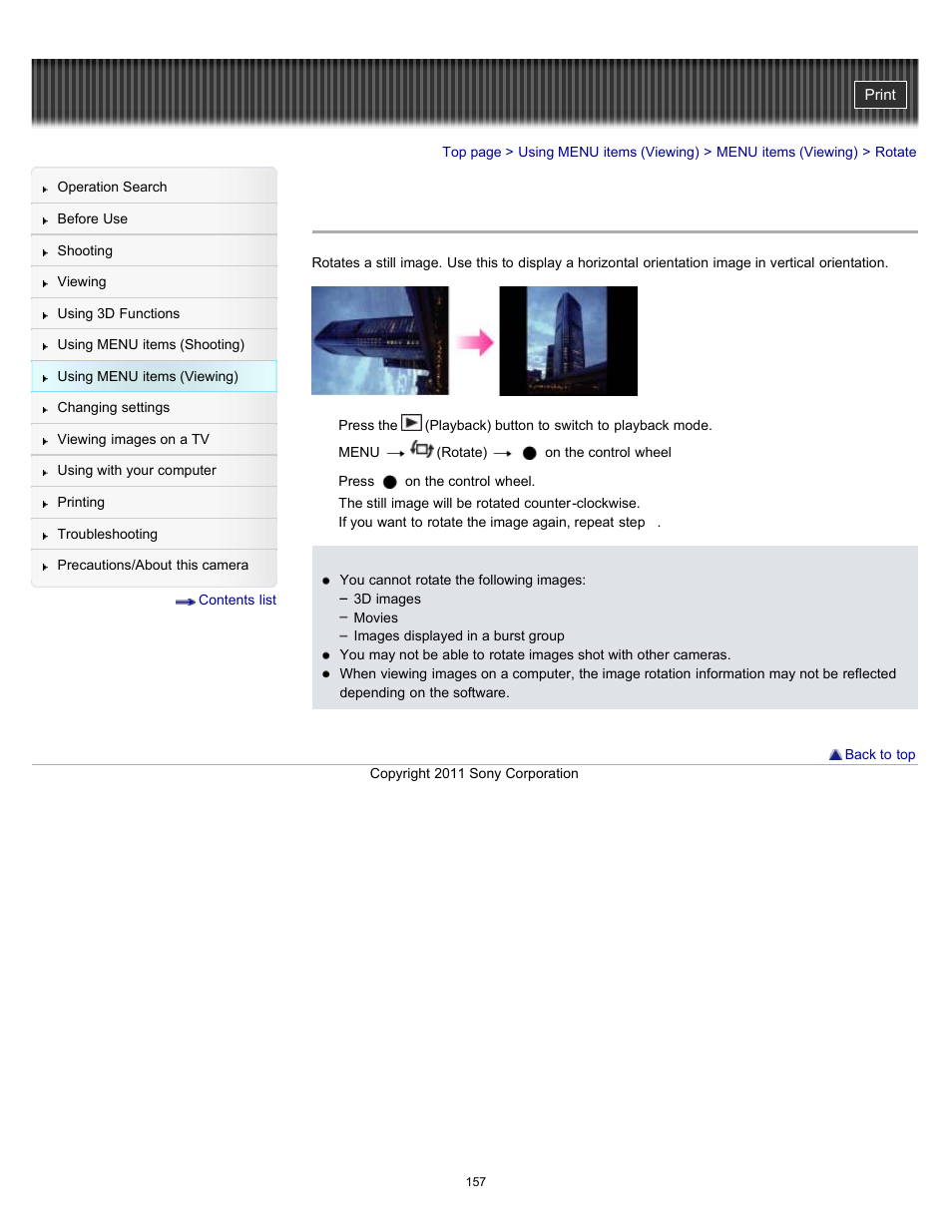 Rotate | Sony DSC-HX7V User Manual | Page 157 / 271