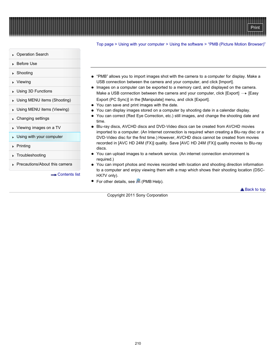 Pmb (picture motion browser), Details | Sony DSC-HX7V User Manual | Page 210 / 271
