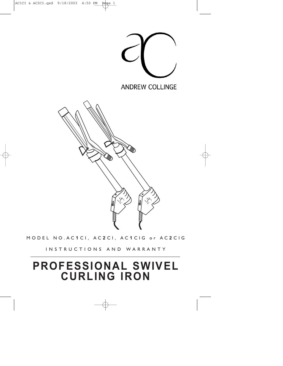 Salton, Inc AC1CI User Manual | 12 pages