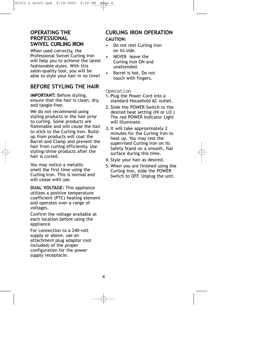 Salton, Inc AC1CI User Manual | Page 5 / 12
