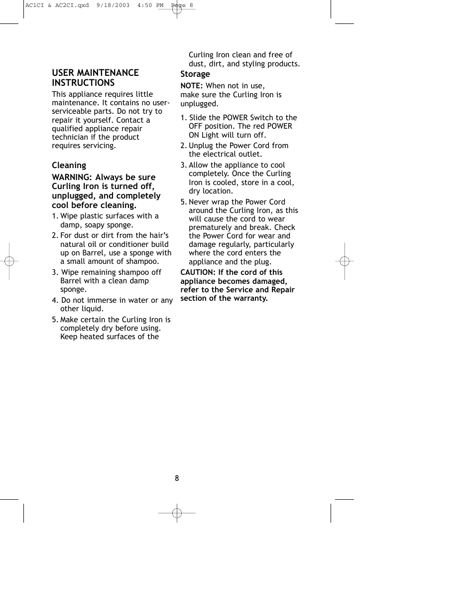 Salton, Inc AC1CI User Manual | Page 9 / 12
