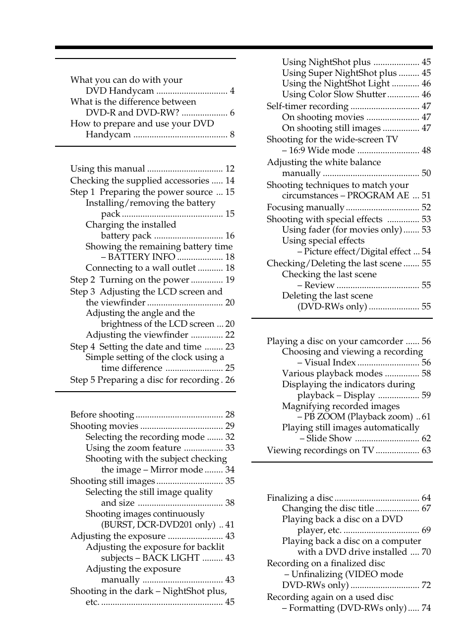 Sony DCR-DVD101 User Manual | Page 10 / 148