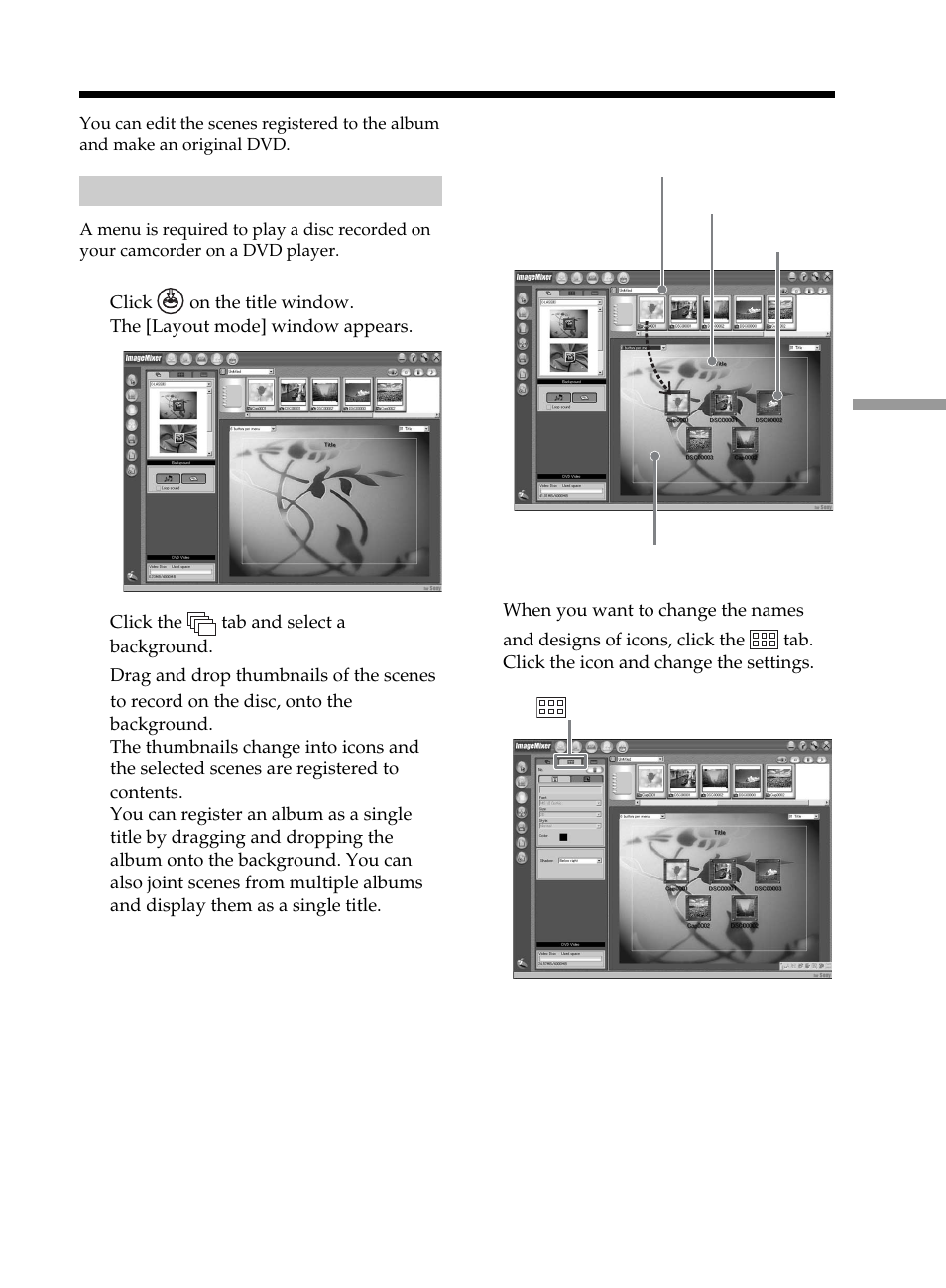 Creating an original disc, Making a menu | Sony DCR-DVD101 User Manual | Page 103 / 148