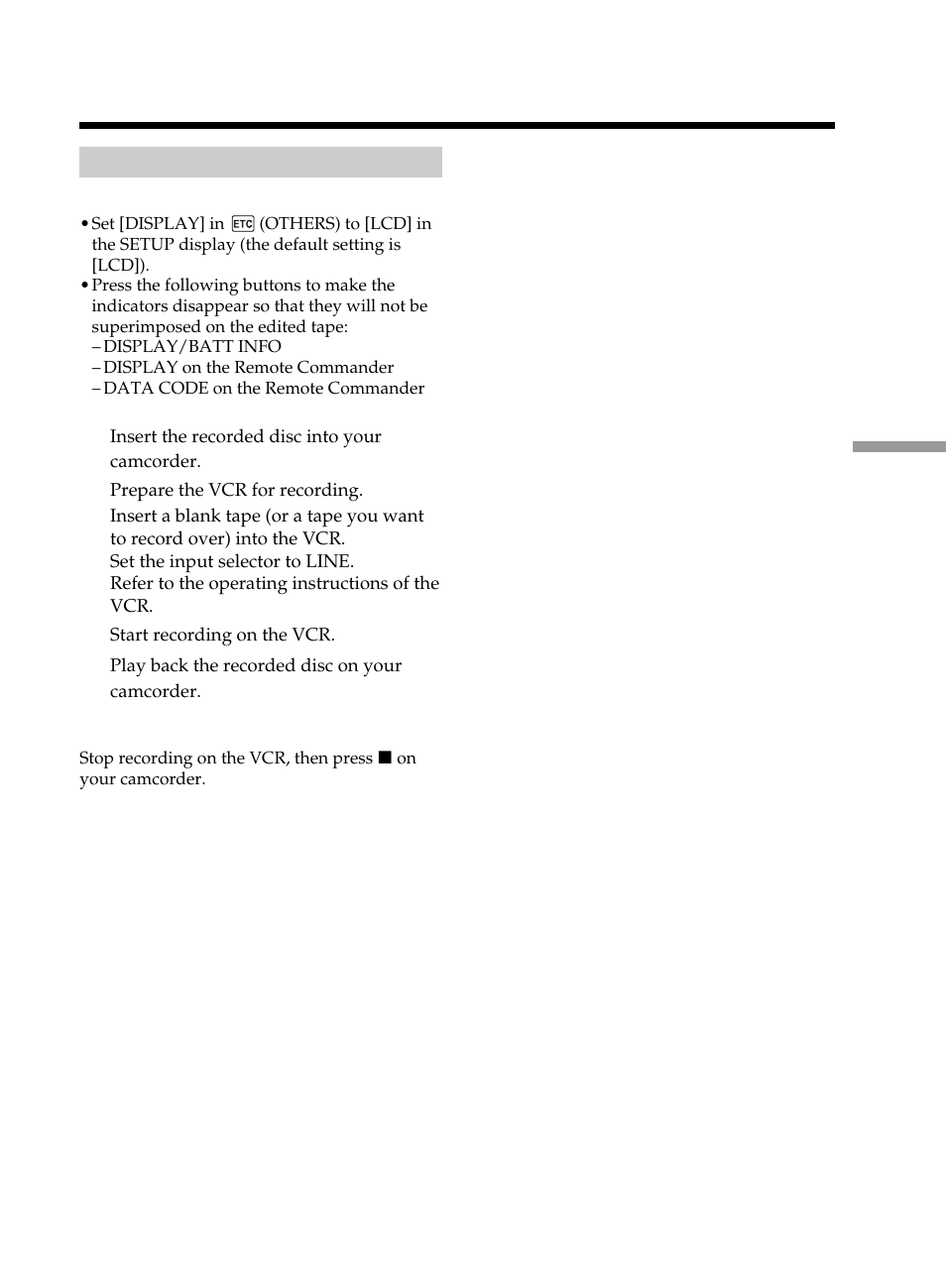 Dubbing to a tape | Sony DCR-DVD101 User Manual | Page 107 / 148