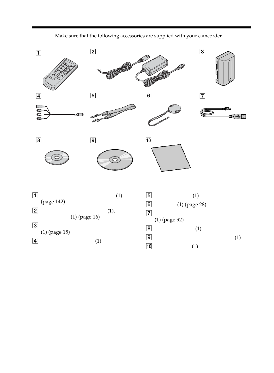 Checking the supplied accessories | Sony DCR-DVD101 User Manual | Page 14 / 148