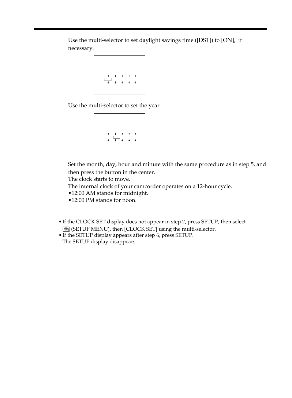 Step 4 setting the date and time, Use the multi-selector to set the year | Sony DCR-DVD101 User Manual | Page 24 / 148