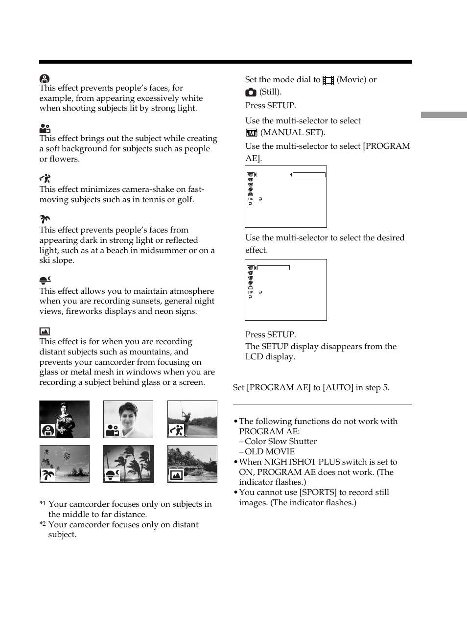 Shooting techniques to match your, Circumstances – program ae | Sony DCR-DVD101 User Manual | Page 51 / 148