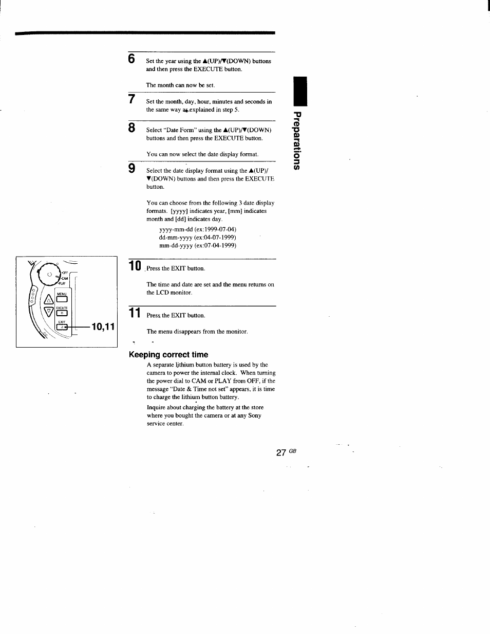 Keeping correct time | Sony DSC-D700 User Manual | Page 27 / 118