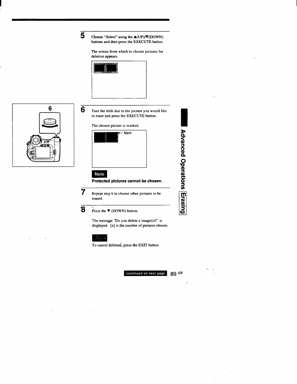 Protected pictures cannot be chosen | Sony DSC-D700 User Manual | Page 89 / 118