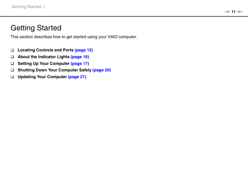 Getting started | Sony VGC-JS320J User Manual | Page 11 / 120
