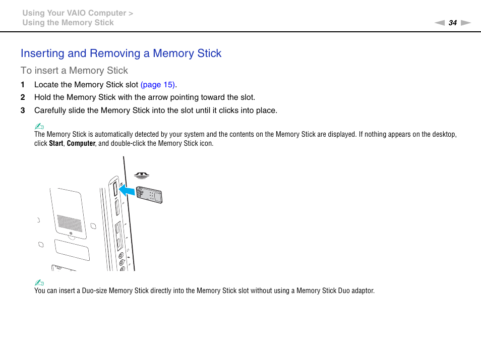 Sony VGC-JS320J User Manual | Page 34 / 120