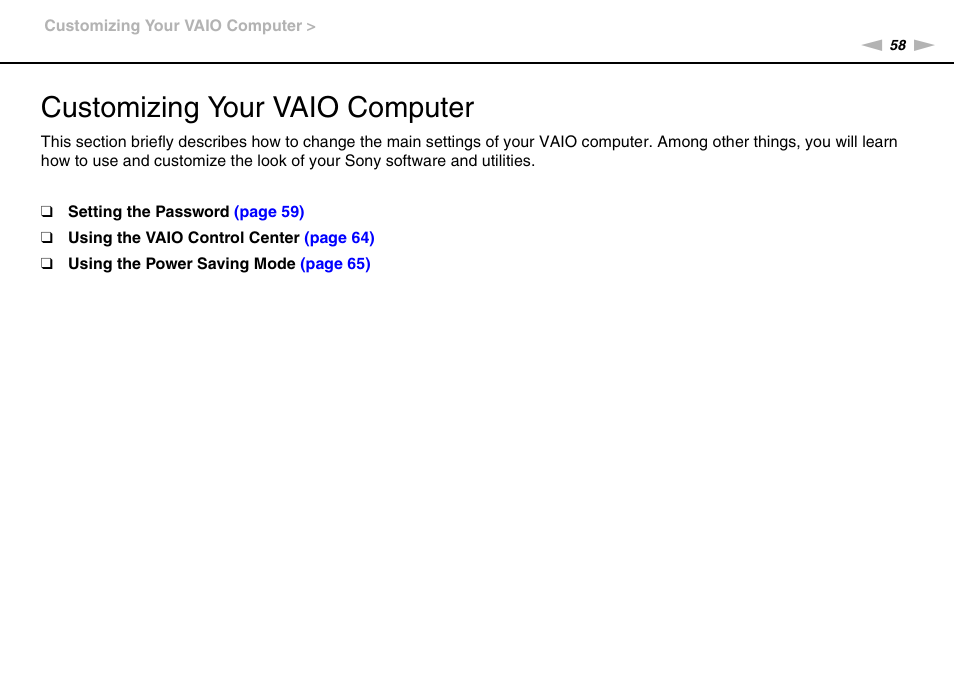 Customizing your vaio computer | Sony VGC-JS320J User Manual | Page 58 / 120