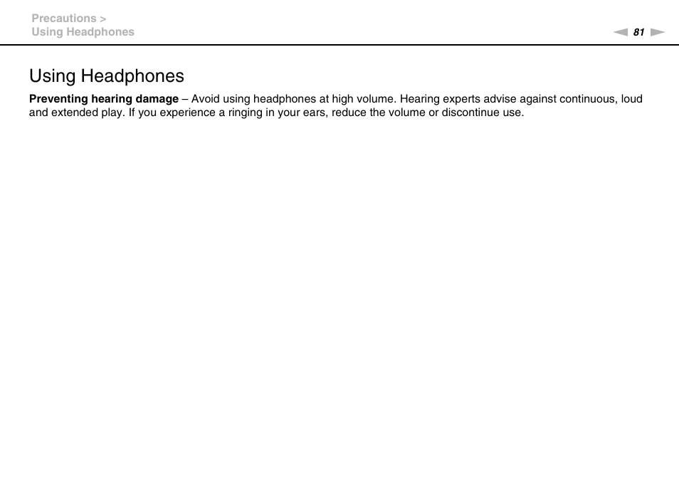 Using headphones | Sony VGC-JS320J User Manual | Page 81 / 120