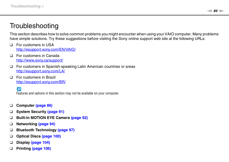 Troubleshooting | Sony VGC-JS320J User Manual | Page 84 / 120