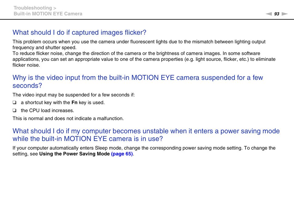 What should i do if captured images flicker | Sony VGC-JS320J User Manual | Page 93 / 120