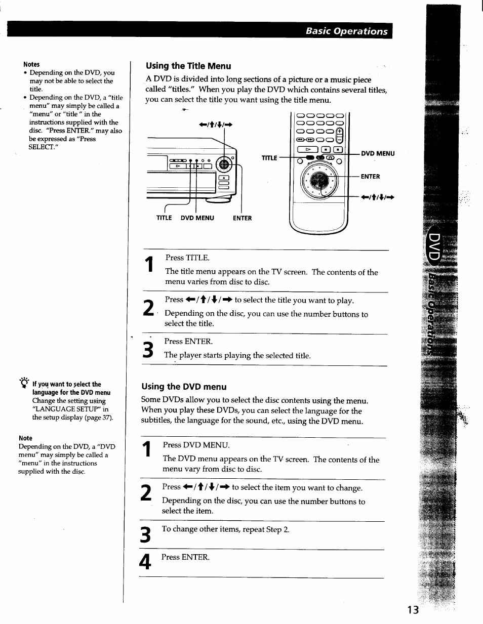 Notes, Note | Sony DVP-C600D User Manual | Page 13 / 59