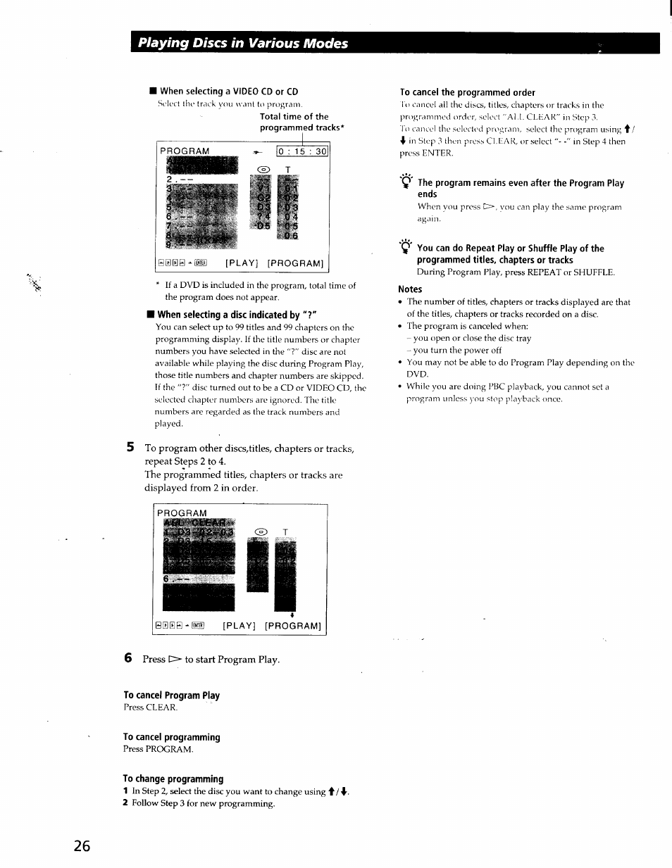 Playing discs in various modes | Sony DVP-C600D User Manual | Page 25 / 59