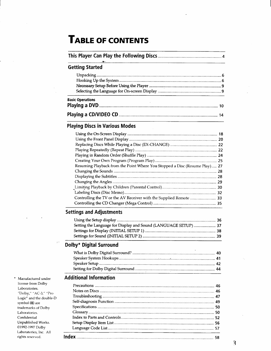 Sony DVP-C600D User Manual | Page 3 / 59