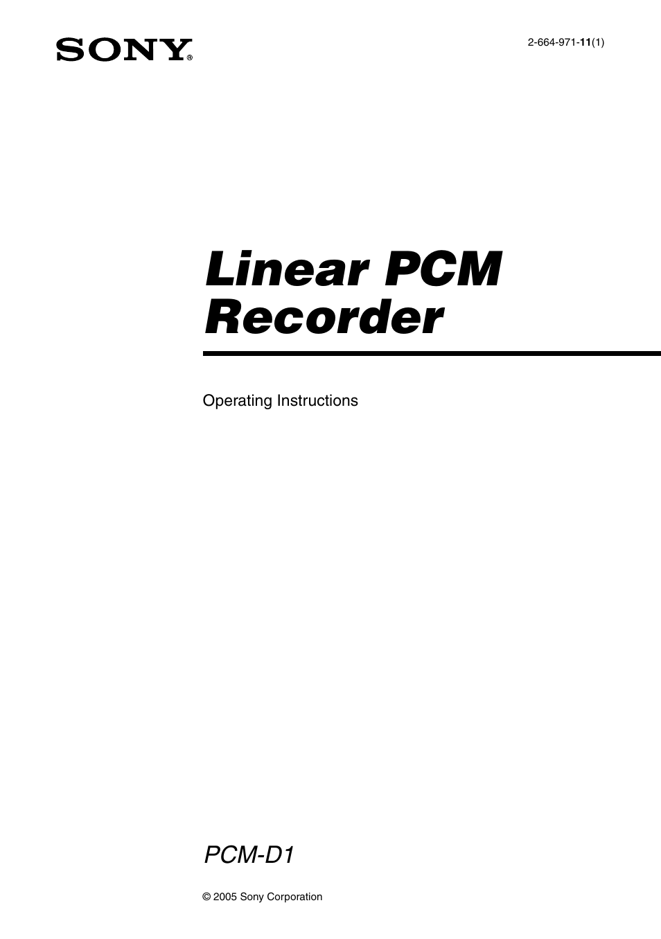 Sony PCM-D1 User Manual | 52 pages