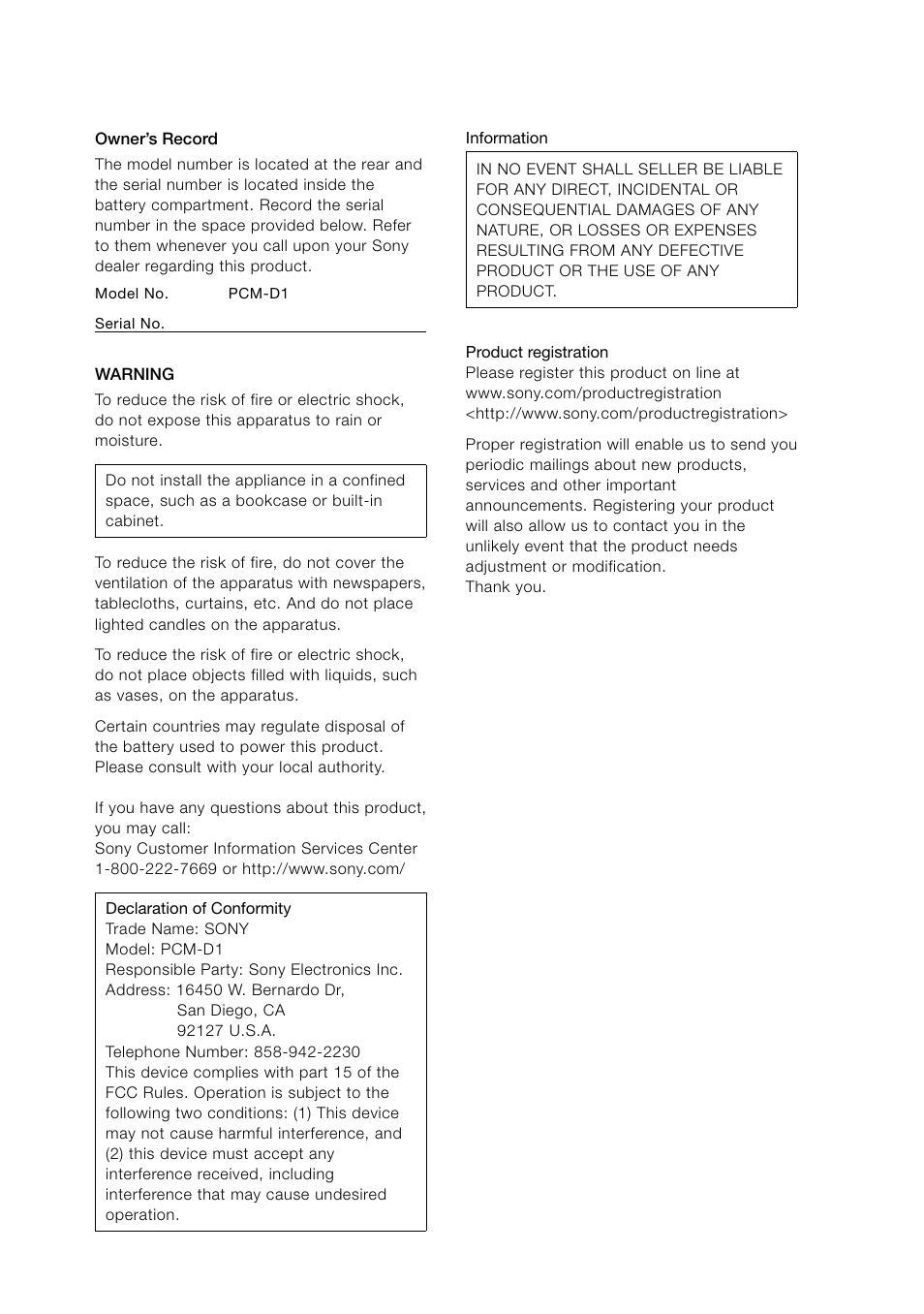 Sony PCM-D1 User Manual | Page 2 / 52