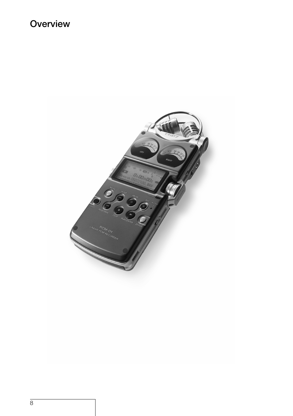 Overview | Sony PCM-D1 User Manual | Page 8 / 52