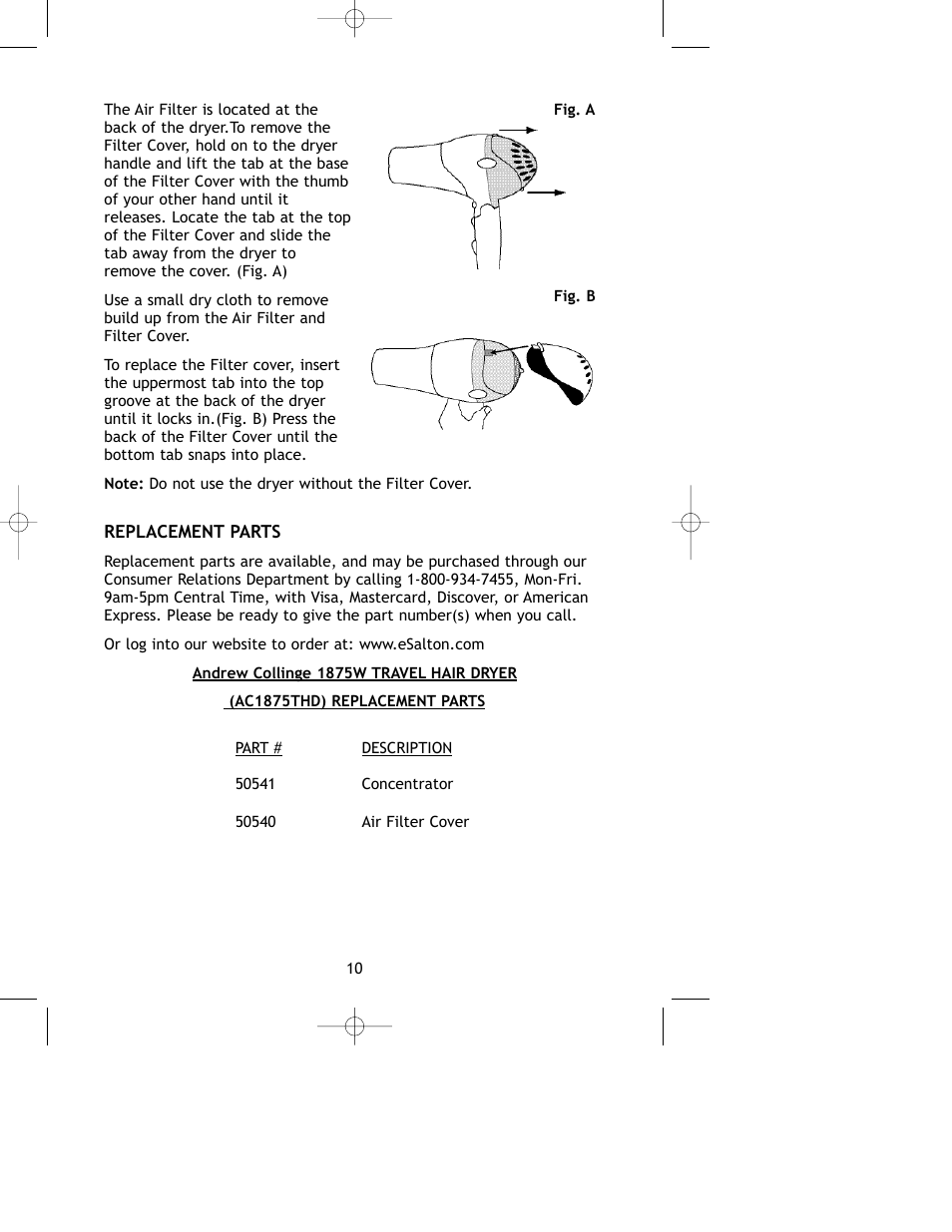 Salton, Inc AC1875 User Manual | Page 11 / 12