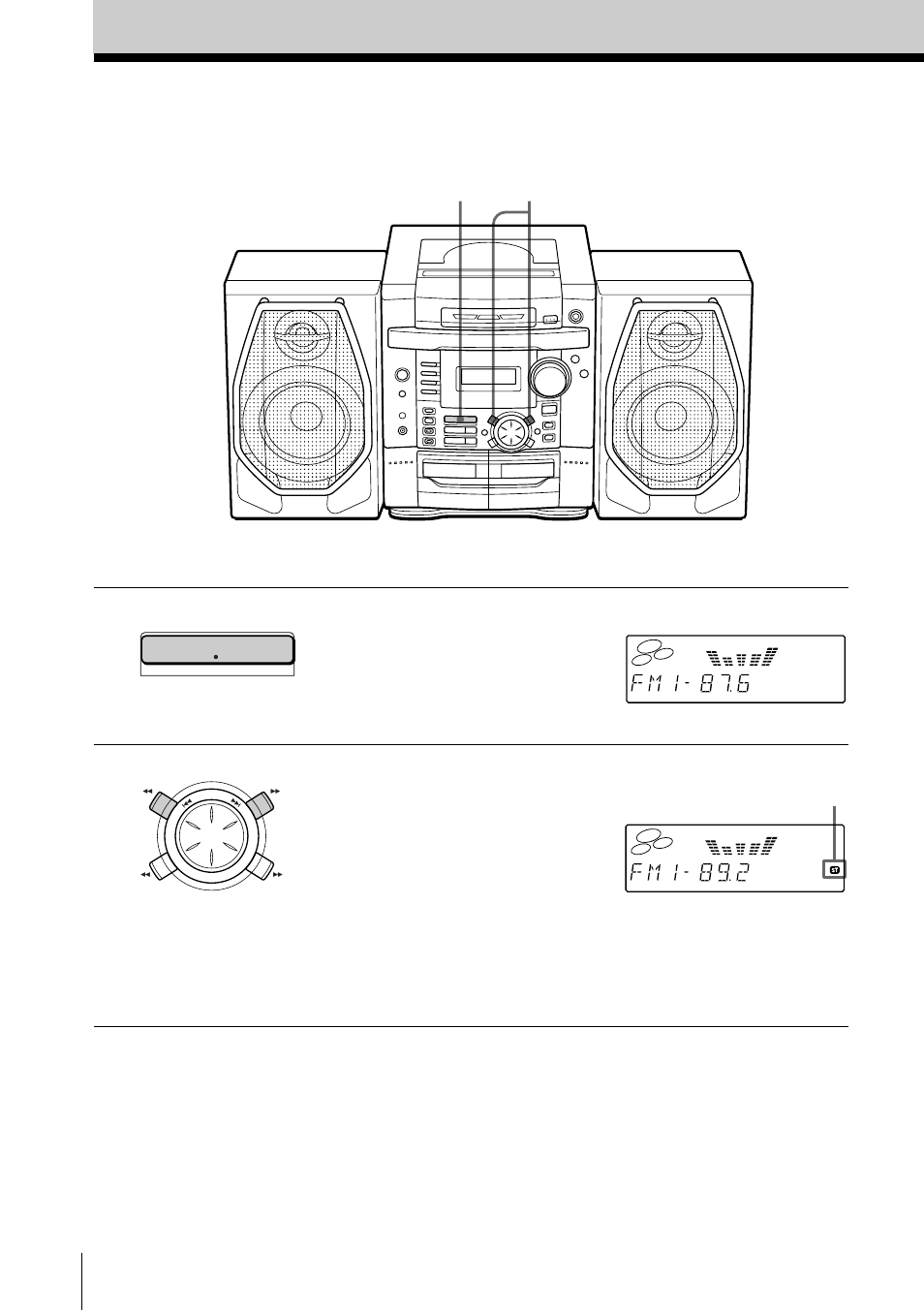 Listening to the radio, For hookup instructions, see pages 31 - 34, Basic operations | Display, Indicates an fm stereo broadcast | Sony PHC-Z10 User Manual | Page 6 / 44